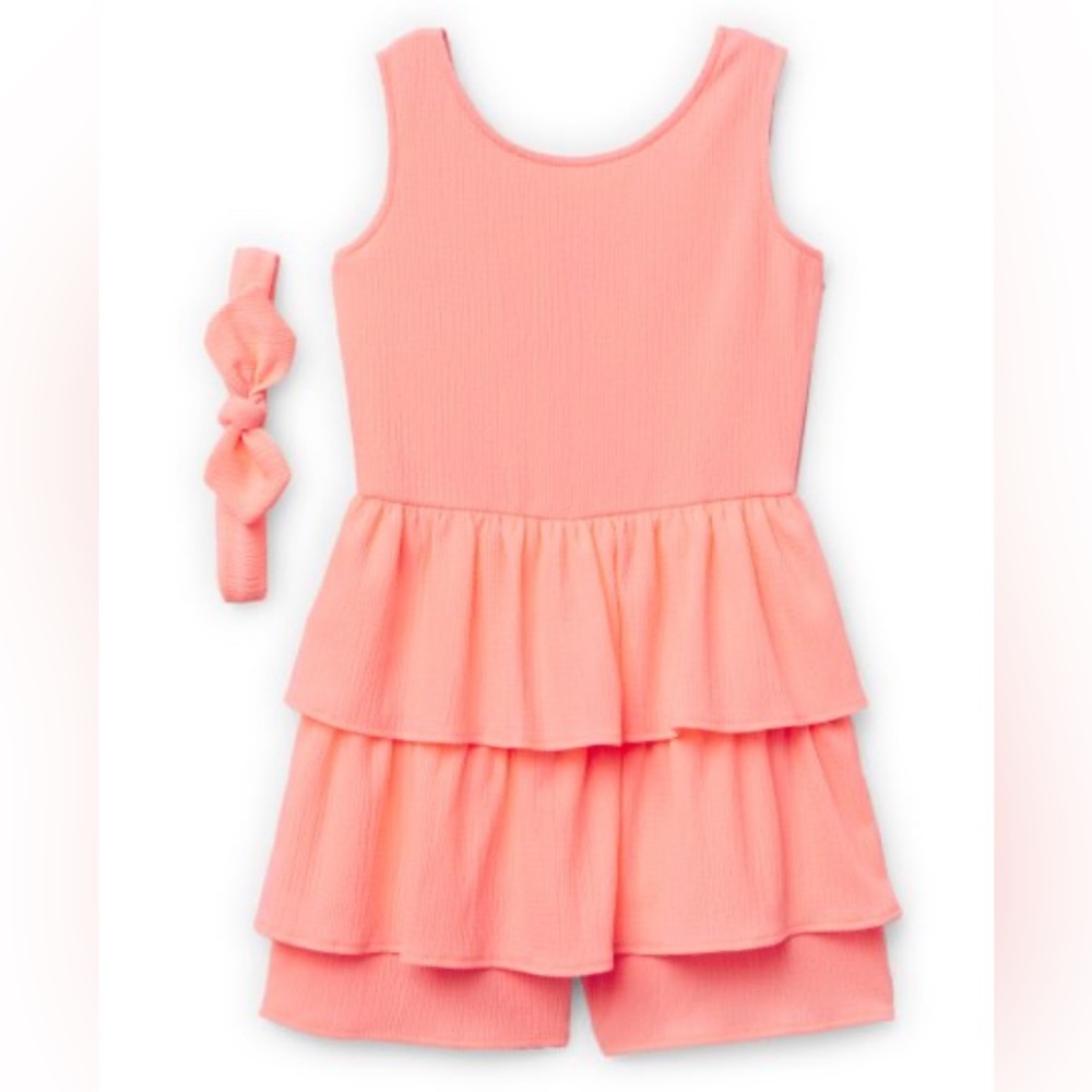 NWT Freestyle Revolution Girls' 2-Piece Sleeveless Dress - neon coral, 6x